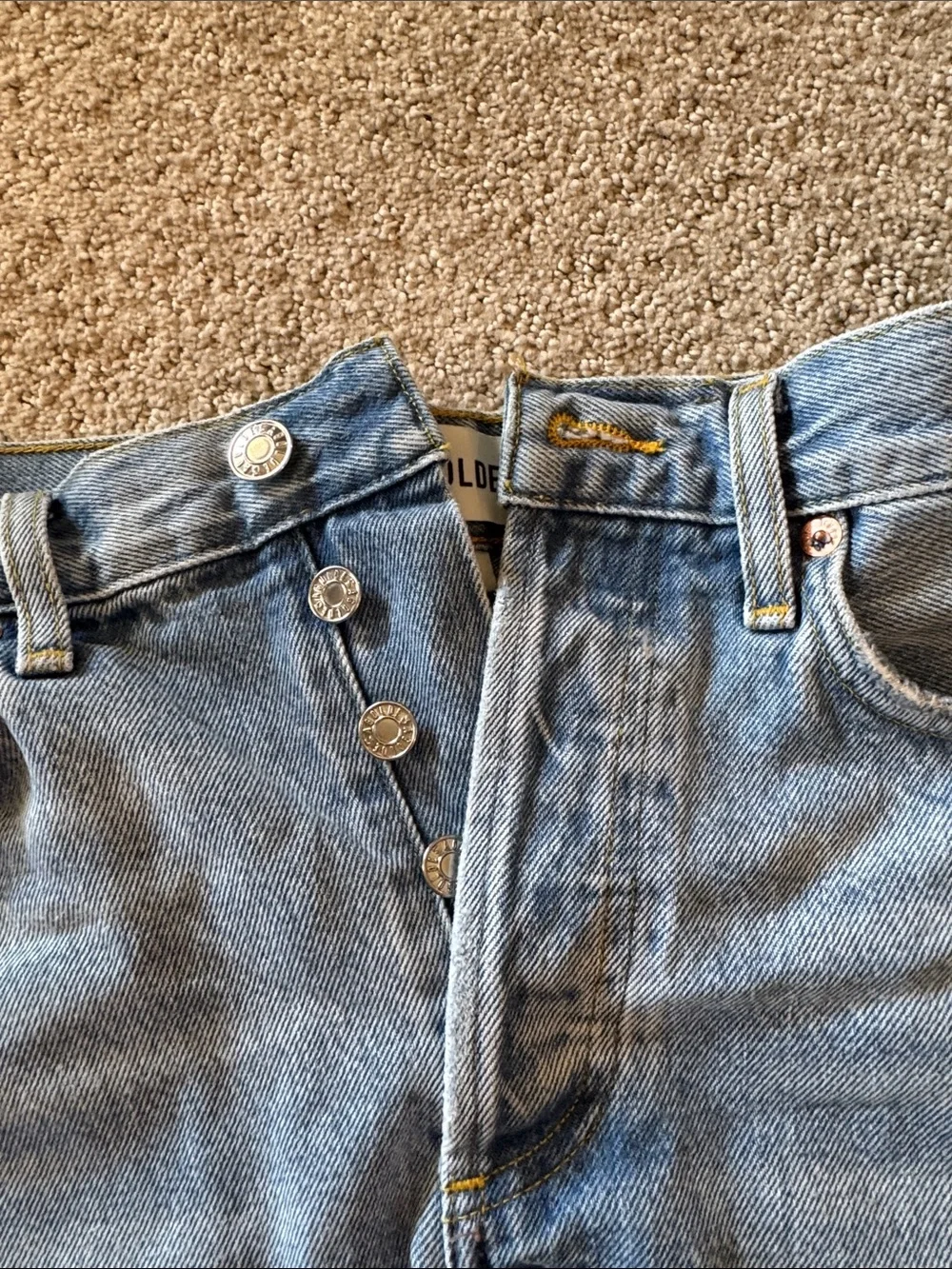 Agolde Light Wash Distressed Denim Cutoff Shorts - Picture 4 of 4